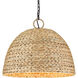 Rue 5 Light 21 inch Matte Black Pendant Ceiling Light in Woven Sweet Grass